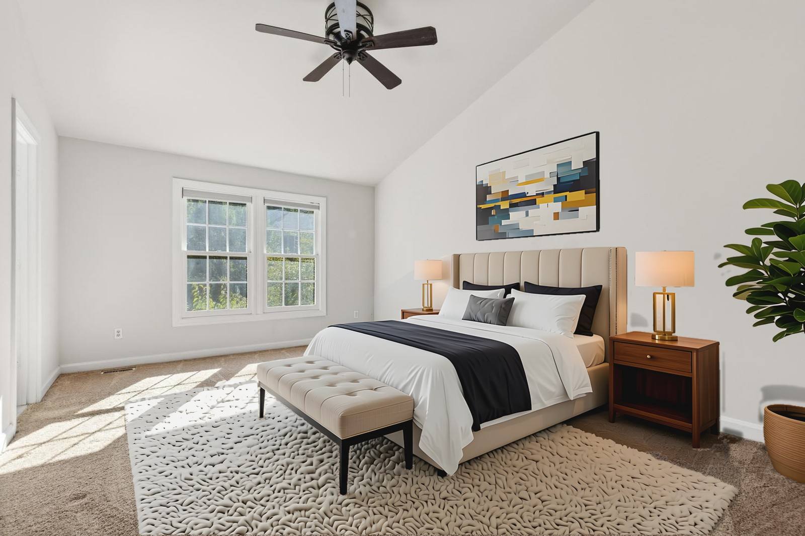 Primary bedroom in Woodbridge, VA, virtually staged